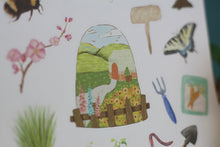 Lade das Bild in den Galerie-Viewer, Stickerbogen - Im Garten - Gartenarbeit - Gemüse, Schmetterlinge, Gartengeräte, Gartenliebe, Blumen - Bullet Journal - Eigene Illustrationen