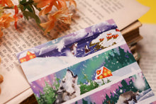 Lade das Bild in den Galerie-Viewer, Postkarte - Skandinavische Nacht - Polarlichter - Weihnachten - Winter - Orca, Wolf, Rentier - Eigene Illustration