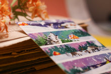 Lade das Bild in den Galerie-Viewer, Postkarte - Skandinavische Nacht - Polarlichter - Weihnachten - Winter - Orca, Wolf, Rentier - Eigene Illustration