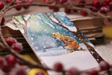 Lade das Bild in den Galerie-Viewer, Postkarte - Fuchs im Schnee - Mit oder ohne Spruch - Wintergrüße - Winterwald - Weihnachten - Winter - Eigene Illustration