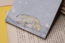 Lade das Bild in den Galerie-Viewer, Notizblock - Eisbären im Schnee - A6 - 50 Seiten - Nordpol Arktis - Winter - Aquarell Illustration