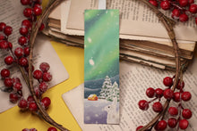 Lade das Bild in den Galerie-Viewer, Lesezeichen - Polarlichter mit Hase und Haus - Aurora Borealis - Nordlichter - Adventskalender befüllen - Eigene Illustration