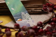 Lade das Bild in den Galerie-Viewer, Lesezeichen - Polarlichter mit Hase und Haus - Aurora Borealis - Nordlichter - Adventskalender befüllen - Eigene Illustration