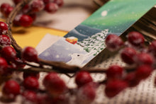 Lade das Bild in den Galerie-Viewer, Lesezeichen - Polarlichter mit Hase und Haus - Aurora Borealis - Nordlichter - Adventskalender befüllen - Eigene Illustration