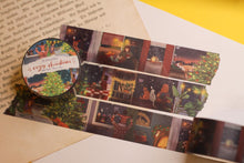 Lade das Bild in den Galerie-Viewer, Washi Tape - Gemütliche Weihnachten - Weihnachtsabend - 10mx25mm - Eigene Illustrationen - mit Hund und Katze