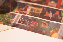 Lade das Bild in den Galerie-Viewer, Washi Tape - Gemütliche Weihnachten - Weihnachtsabend - 10mx25mm - Eigene Illustrationen - mit Hund und Katze