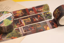 Lade das Bild in den Galerie-Viewer, Washi Tape - Gemütliche Weihnachten - Weihnachtsabend - 10mx25mm - Eigene Illustrationen - mit Hund und Katze