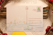 Lade das Bild in den Galerie-Viewer, Postkarte - Winterdorf - Grußkarte für Weihnachten - Hund im Schnee - idyllische Landschaft - Eigene Illustration