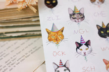 Lade das Bild in den Galerie-Viewer, Postkarte - Herzlichen Glückwunsch - Katzen mit Partyhüten - Geburtstag, Einfach nur so - Eigene Illustration