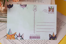 Lade das Bild in den Galerie-Viewer, Postkarte - Herzlichen Glückwunsch - Katzen mit Partyhüten - Geburtstag, Einfach nur so - Eigene Illustration