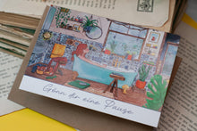 Lade das Bild in den Galerie-Viewer, Klappkarte - Badezimmermädchen - Gönn dir eine Pause - Eigene Illustration - Mit Umschlag
