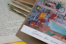 Lade das Bild in den Galerie-Viewer, Klappkarte - Badezimmermädchen - Gönn dir eine Pause - Eigene Illustration - Mit Umschlag