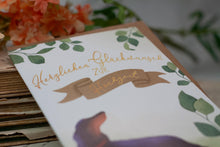 Lade das Bild in den Galerie-Viewer, Klappkarte - Hochzeit Glückwünsche - Dackel Hund Eukalyptus