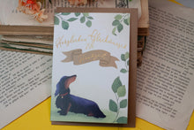 Lade das Bild in den Galerie-Viewer, Klappkarte - Hochzeit Glückwünsche - Dackel Hund Eukalyptus