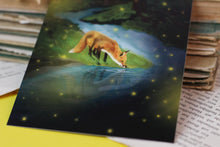 Lade das Bild in den Galerie-Viewer, Postkarte - Fuchs am Wasser mit Glühwürmchen - Geburtstag, Einfach nur so - Eigene Illustration