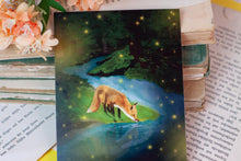 Lade das Bild in den Galerie-Viewer, Postkarte - Fuchs am Wasser mit Glühwürmchen - Geburtstag, Einfach nur so - Eigene Illustration