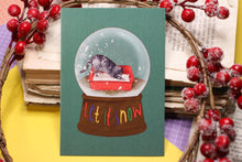 Lade das Bild in den Galerie-Viewer, Postkarte - Let it snow - Weihnachtskarte Katzenklo - Katzentoilette Graue Katze - Lustige Karte Weihnachten - Eigene Illustration
