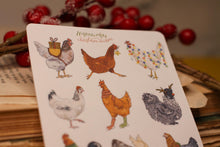 Lade das Bild in den Galerie-Viewer, Stickerbogen - Weihnachtshühner - Hühner Weihnachten - Aufkleber Geschenke - Bullet Journal - Eigene Illustrationen