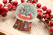 Lade das Bild in den Galerie-Viewer, Vinyl Sticker mit Glitzer Effekt - Let it snow - Katze im Katzenklo Schneekugel Lustiger Aufkleber Adventskalender - Eigene Illustration