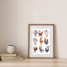 Lade das Bild in den Galerie-Viewer, Print - Protestierende Hühner - Hühner mit Demo Schildern - gegen Rechts - Kunstdruck - Handgemalte Illustration