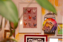 Lade das Bild in den Galerie-Viewer, Print - Protestierende Hühner - Hühner mit Demo Schildern - gegen Rechts - Kunstdruck - Handgemalte Illustration