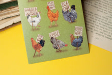 Lade das Bild in den Galerie-Viewer, Postkarte - Protestierende Hühner - linksgrünversifft - gegen Rechts - no fascism, resist, fck nfs, love wins - eigene Illustration