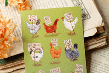 Lade das Bild in den Galerie-Viewer, Postkarte - Protestierende Hühner - linksgrünversifft - gegen Rechts - no fascism, resist, fck nfs, love wins - eigene Illustration