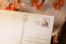 Lade das Bild in den Galerie-Viewer, Postkarte - Hund mit Bluthänfling - Kunst mit Hund und Vogel - Australien Shepherd - Liebe Worte Spruch - Eigene Illustration
