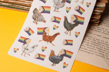 Lade das Bild in den Galerie-Viewer, Stickerbogen - Pride Hühner - Hühner mit Regenbogenflaggen - Aufkleber Geschenke - Bullet Journal - LGBTQIA+ - Eigene Illustrationen