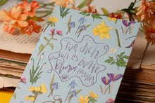 Lade das Bild in den Galerie-Viewer, Postkarte - Für dich soll es bunte Blumen regnen - Wildblumen - Frühblüher - Geburtstagskarte, Glückwünsche - Eigene Illustration