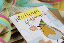 Lade das Bild in den Galerie-Viewer, Klappkarte - Rotkehlchen mit Partyhut
