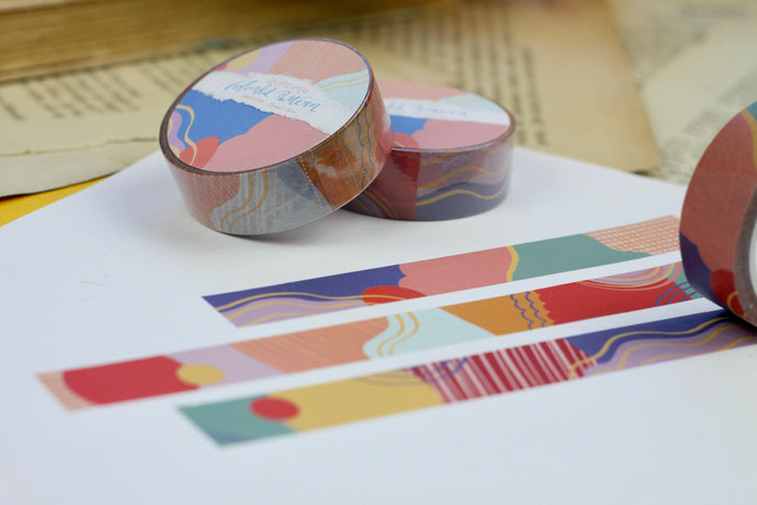 Washi Tape - Farbenfrohes Muster - Papierklebeband - Eigene Illustrationen - Adventskalender befüllen
