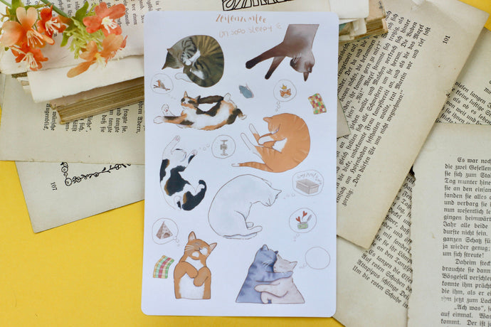 Stickerbogen - Schlafende Katzen - Bullet Journal