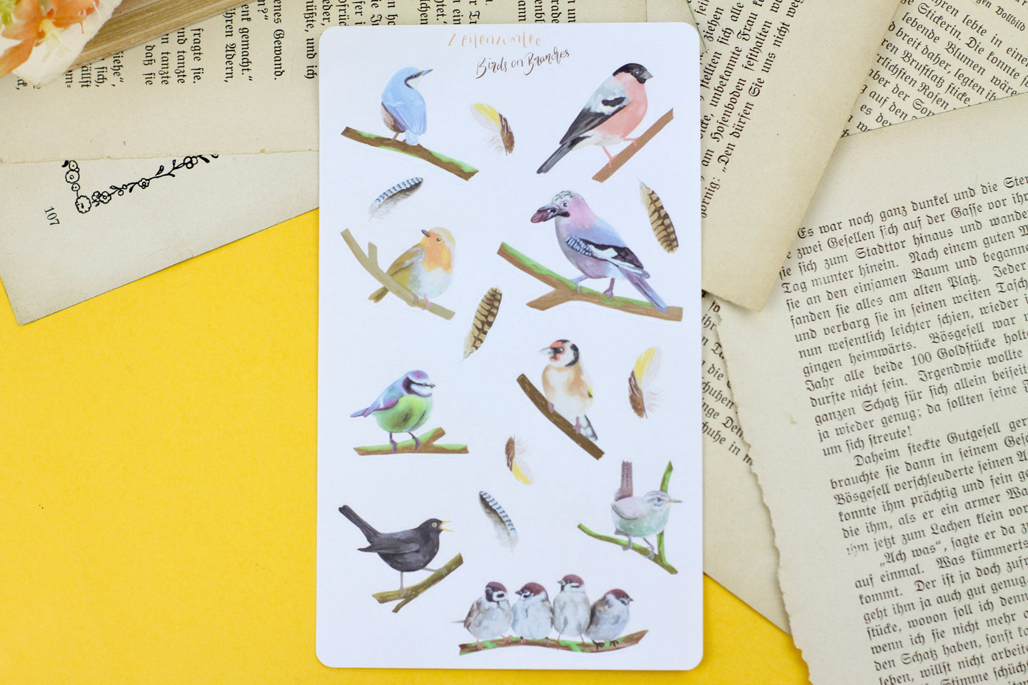 Stickerbogen - Birds on Branches - Vögel - Bullet Journal