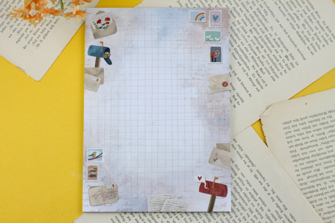 Notizblock - Happy Mail - Briefpapier - Penpal - DIN A5 - 50 Seiten - kariert