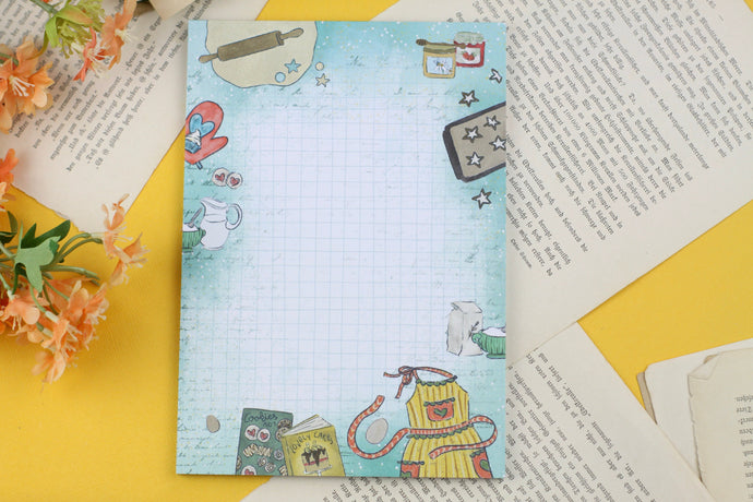 Notizblock - Backen - Rezepte aufschreiben - Briefpapier - DIN A5 - 50 Seiten - kariert