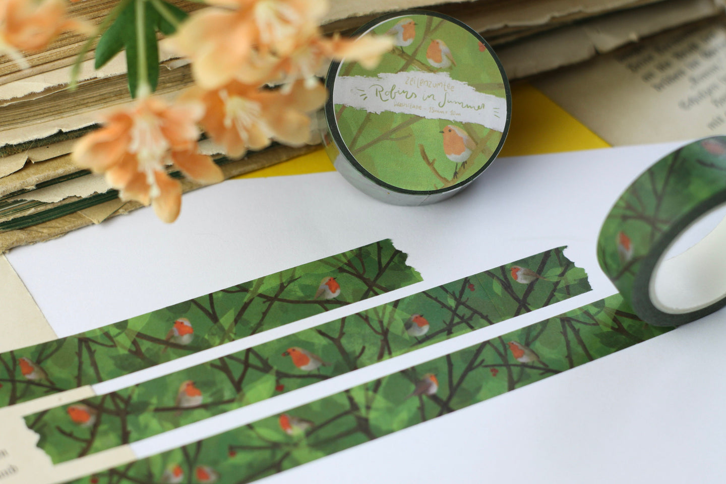 Washi Tape - Rotkehlchen im Sommer - Eigene Illustrationen