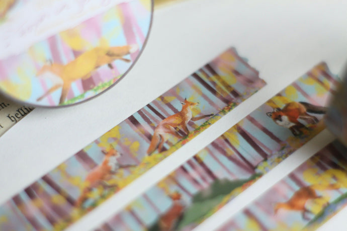 Washi Tape - Füchse im Frühling - Blumenwiese - Wald - Eigene Illustrationen