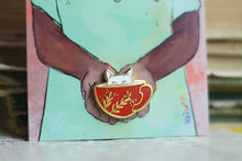 Lade das Bild in den Galerie-Viewer, Emaille Pin - Minipin - cat in a cup - Rot
