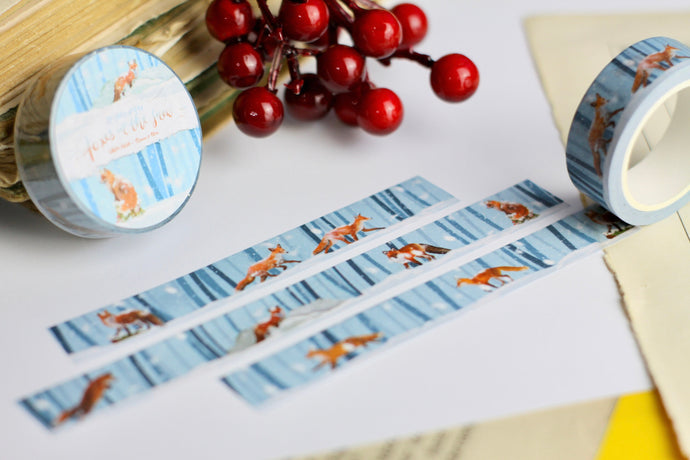 Washi Tape - Füchse im Schnee - Winterversion - Wald - 15mm x 10m - Eigene Illustrationen