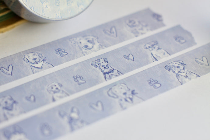 Washi Tape - Doodle Dogs - Skizzierte Hunde - Lineart - Eigene Illustrationen - Border Collie, Mops, Rottweiler, Frenchie - 15mm x 10m