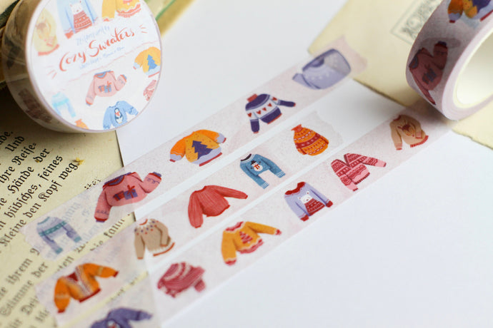 Washi Tape - Gemütliche Pullover - Cozy Sweater - Eigene Illustrationen - 15mm x 10m