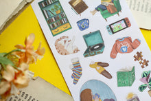 Lade das Bild in den Galerie-Viewer, Stickerbogen - Lets get cozy - Gemütliche Sticker - Bücher, Pflanzen, Katze, Herbst, Winter - Bullet Journal - Eigene Illustrationen
