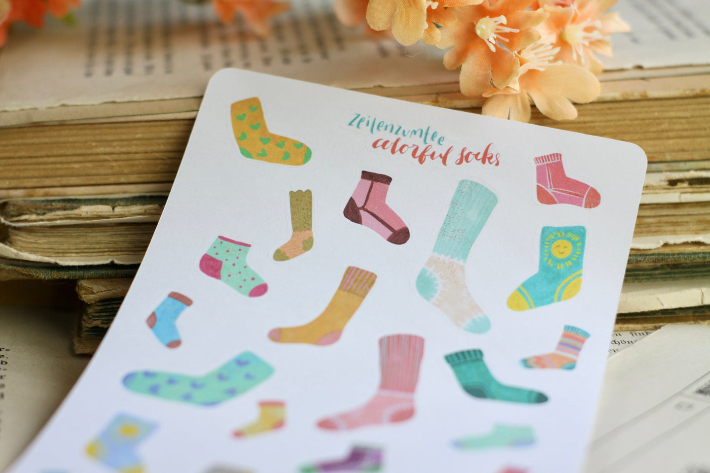 Stickerbogen - Colorful Socks - Niedliche Illustrationen Socken - Bullet Journal - Eigene Illustrationen