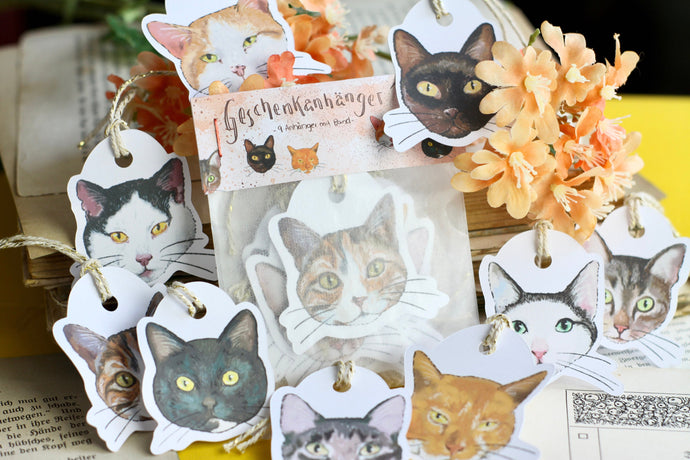 Geschenkanhänger - My favorite cats - Katzen Illustrationen - Geschenke verpacken - Eigene Illustration