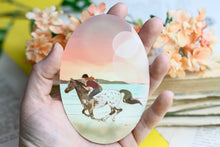 Lade das Bild in den Galerie-Viewer, Vinyl Sticker - Pferd - Ausritt am Strand - Sonnenuntergang - Handgemalte Illustration
