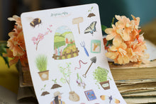 Lade das Bild in den Galerie-Viewer, Stickerbogen - Im Garten - Gartenarbeit - Gemüse, Schmetterlinge, Gartengeräte, Gartenliebe, Blumen - Bullet Journal - Eigene Illustrationen
