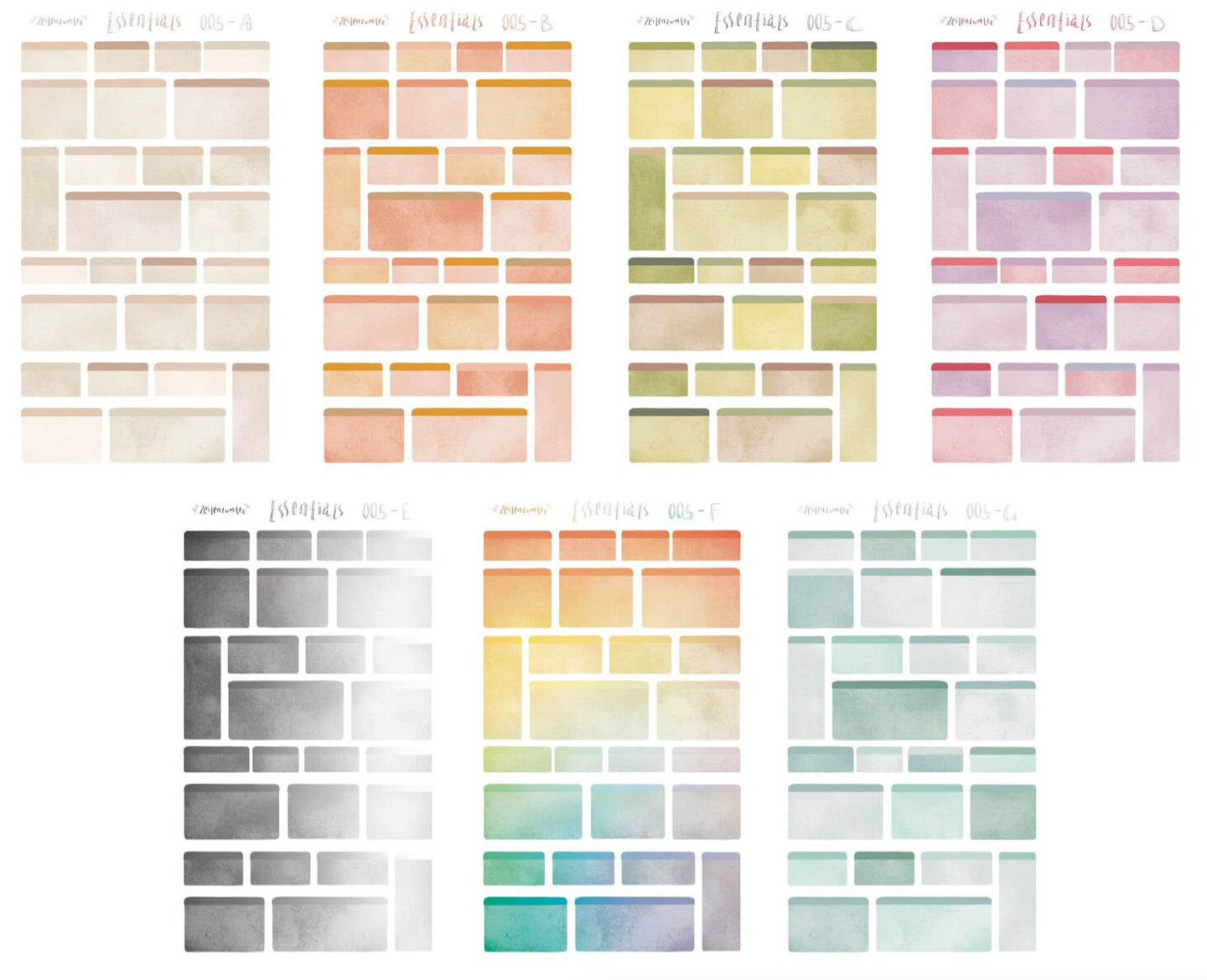 Stickerbogen - Essentials 005 - Leere Boxen zum eintragen - Verschiedene Farben - Bullet Journal, Planer - Eigene Illustrationen