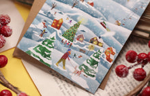 Lade das Bild in den Galerie-Viewer, Klappkarte - Winterdorf - Weihnachtliches Dorf - Schneebedeckte Landschaft - Eigene Illustration - Mit Umschlag

