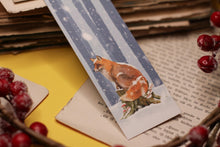 Lade das Bild in den Galerie-Viewer, Lesezeichen - Fuchs im Schnee - Winterwald - Winter - Weihnachten - Wichteln - Adventskalender befüllen - Eigene Illustration
